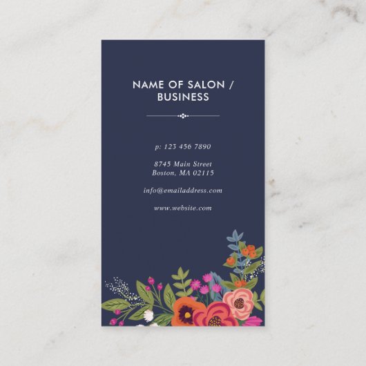 花のはさみ-濃紺の美容師 名刺 (裏面)