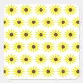 花のひまわりパターン ゴールドイエローの花 スクエアシール (正面)