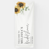 花のひまわりユーカリの葉のブライダルシャワー 横断幕 (縦)