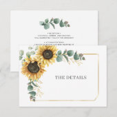 花のひまわりユーカリ結婚式の詳細 エンクロージャーカード (正面/裏面)