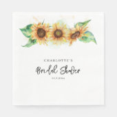 花のひまわり水彩画 ブライダルシャワーペーパー スタンダードランチョンナプキン (正面)