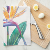 花のふきん熱帯極楽鳥 キッチンタオル (四つ折り)