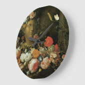 花のまわりにのクラシカル胸像 ラージ壁時計 (傾斜)