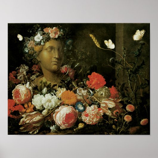 花のまわりにのクラシカル胸 ポスター (正面)