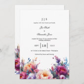 花のようなカラフルな夏 招待状 (正面/裏面)