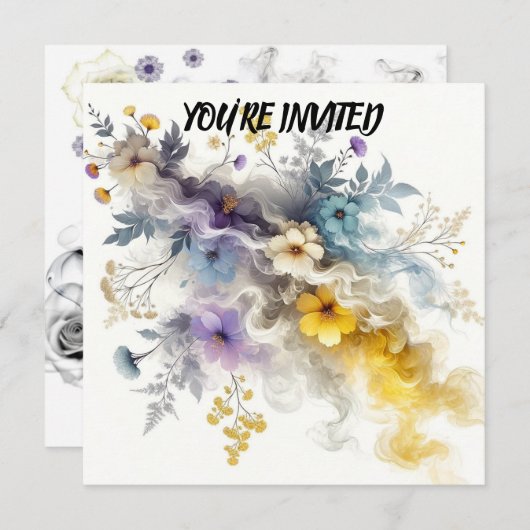 花のようなスモーキネス：鮮やかな色彩に秘められた繊細な美しさ 招待状 (正面/裏面)