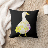 花のようなダッキー気分 クッション (ブランケット)