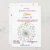 花のようなデンドリオン 幻想的な春の誕生日 招待状 (正面/裏面)