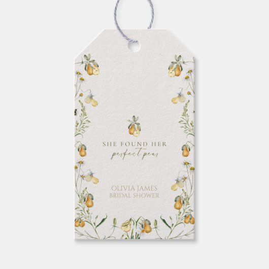 花のようなパーフェクトな梨のブライダルシャワー ギフトタグ (正面)