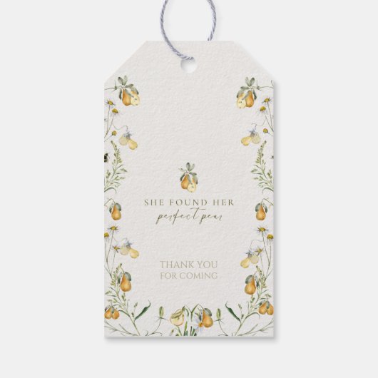 花のようなパーフェクトな梨のブライダルシャワー ギフトタグ (裏面)