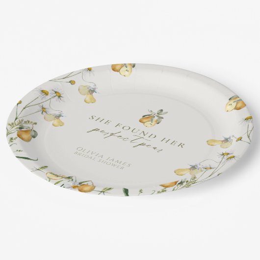 花のようなパーフェクトな梨のブライダルシャワー ペーパープレート (アングル)