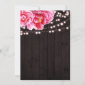 花のようなピンクとブラウンの素朴な木とライトのスイート16 招待状 (裏面)