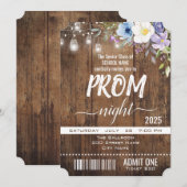 花のようなラスティックな卒業パーティーのチケット 招待状 (正面/裏面)