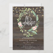 花のようなラスティックライトで誕生日をお祝いしよう 招待状 (正面)