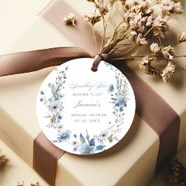 花のような何か青いものが私がする前に ブライダルシャワー フェイバータグ