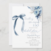 花のような何か青いリボングリッター垂れ 招待状 (正面)