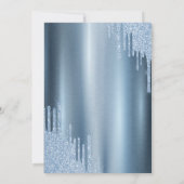 花のような何か青いリボングリッター垂れ 招待状 (裏面)