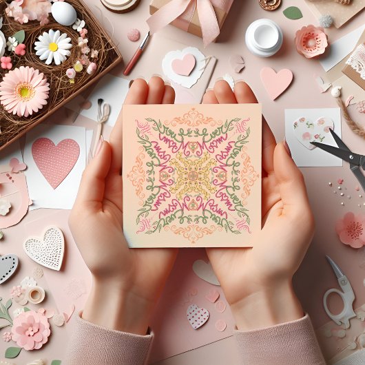 花のような優しい ピンクの キラキラした美しい 最高のママ カード