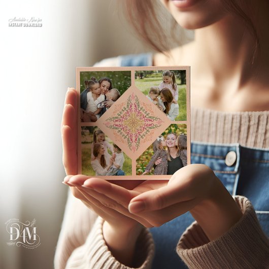 花のような優しい ピンクの キラキラした美しい 最高のママ シーズンカード