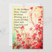 花のような優雅な素晴らしいお誕生日おめでとうママ 招待状 (正面)