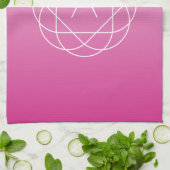 花のような幾何学的モノグラム |ピンク色の網掛グラデーションけ キッチンタオル (折り畳み)