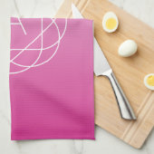花のような幾何学的モノグラム |ピンク色の網掛グラデーションけ キッチンタオル (四つ折り)