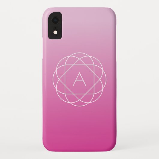花のような幾何学的モノグラム |ピンク色の網掛グラデーションけ Case-Mate iPhoneケース (裏面)