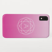 花のような幾何学的モノグラム |ピンク色の網掛グラデーションけ Case-Mate iPhoneケース (裏面(横))