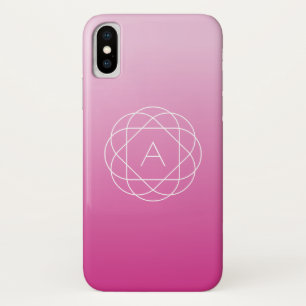 花のような幾何学的モノグラム ピンク色の網掛グラデーションけ iPhone X ケース