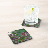 花のような紫のストライプのピンクの白い蘭 コースター (右側)