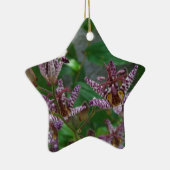 花のような紫のストライプのピンクの白い蘭 セラミックオーナメント (右)