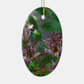 花のような紫のストライプのピンクの白い蘭 セラミックオーナメント (右)