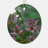 花のような紫のストライプのピンクの白い蘭 セラミックオーナメント (左)