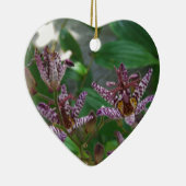 花のような紫のストライプのピンクの白い蘭 セラミックオーナメント (右)