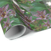 花のような紫のストライプのピンクの白い蘭 ラッピングペーパー (ロールコーナー)