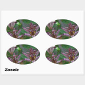 花のような紫のストライプのピンクの白い蘭 楕円形シール (シート)