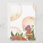 花のような遊び心のある魔法の妖精のレディバグと鹿 招待状 (裏面)