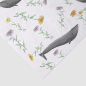 花のような青いクジラの春のイラストパターン 薄葉紙 (詳細)