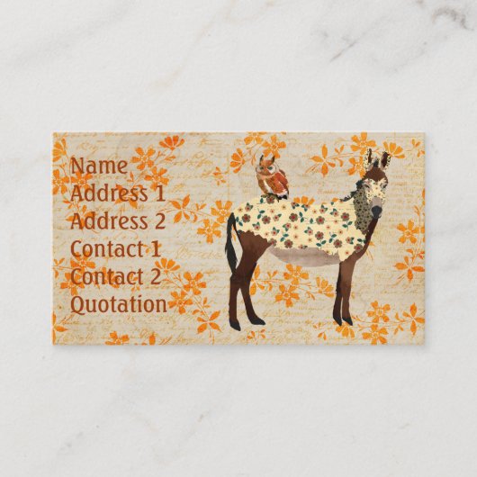 花のろば及びフクロウの名刺 名刺 (正面)