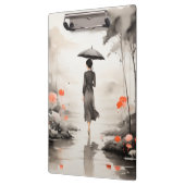 花のアクセントが可愛い雨の日の道のアート クリップボード (左)