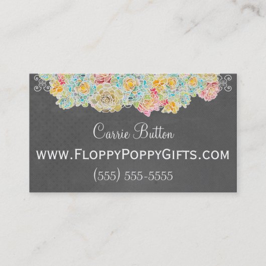 花のアクセントの黒板のスタイルのテレホンカード- コーリングカード (正面)