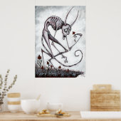 花のアクリルのポスタ絵画ーで可愛い鬼 ポスター (キッチン)