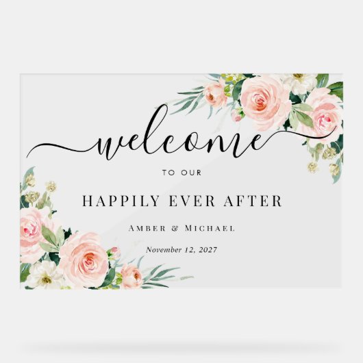 花のアクリルの印結婚を受けて幸せに アクリルサイン (正面)