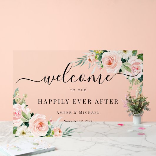 花のアクリルの印結婚を受けて幸せに アクリルサイン (ウェディング)