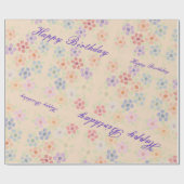 花のアプリコットハッピーバースデーギフトラップ ラッピングペーパー (フラット)
