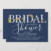 花のアルファベットレター ブライダルシャワー招待状 招待状 (正面/裏面)