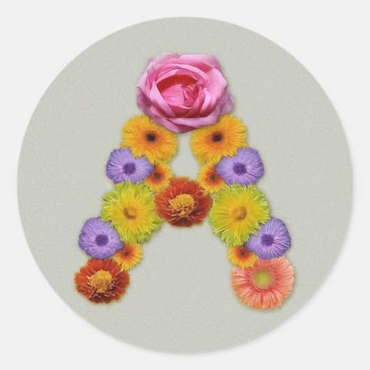 花のアルファベットA ラウンドシール (正面)