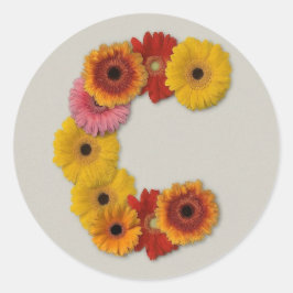 花のアルファベットC ラウンドシール