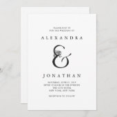 花のアンパーサンド|の白黒結婚式 招待状 (正面/裏面)