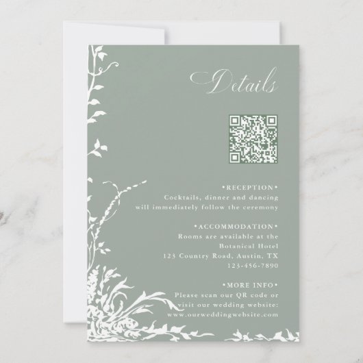 花のアーチガーデン セージグリーン オールインワン ウェディング 招待状 (裏面)